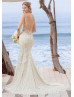 Scoop Neck Ivory Lace Tulle Low Back Chic Wedding Dress